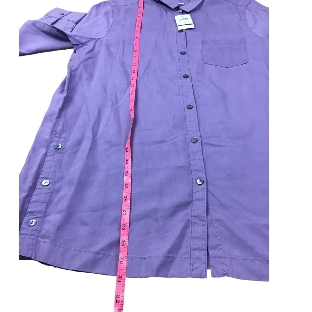 J. Jill Women’s Size Medium Viola Purple Button Down Shirt Button Sides Tencel - Picture 9 of 12